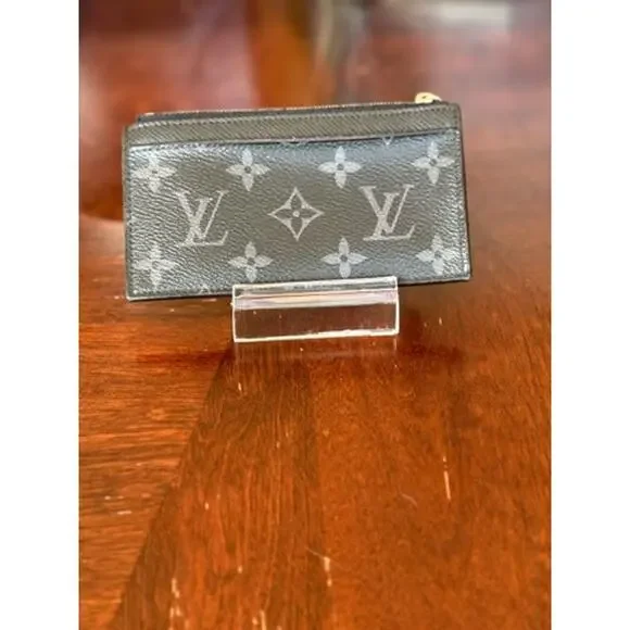 LOUIS VUITTON Coin Card Holder Wallet in Black Eclipse Monogram - Picture 2 of 11